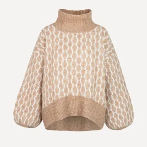 Fam striktrøje - Light Brown Melange